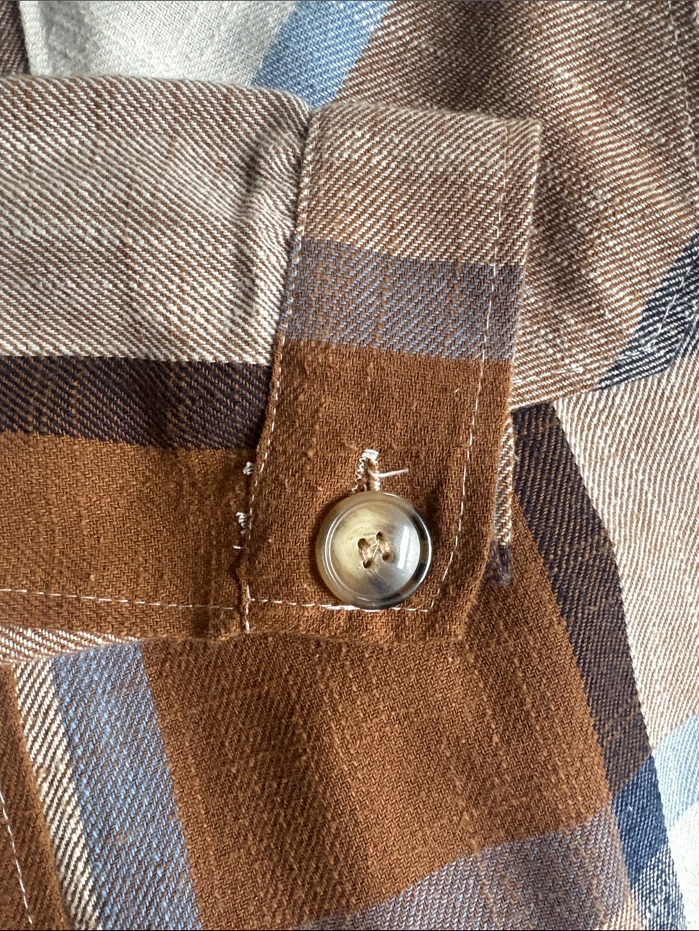 Ashley By 26 International Plaid Shacket in Brown, Cream & Blue Oversize - Picture 7 of 8